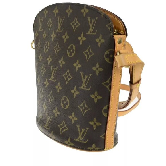 Auth LOUIS VUITTON Logo Drouot Shoulder Bag Monogram Leather Brown - Picture 13 of 16